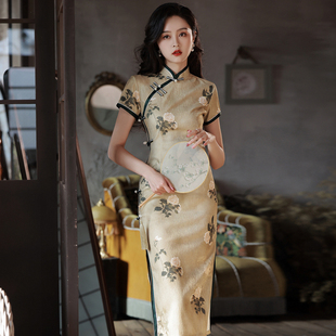 花开栀夏复古国潮风素雅印花旗袍2022夏季新款高端气质改良年轻款