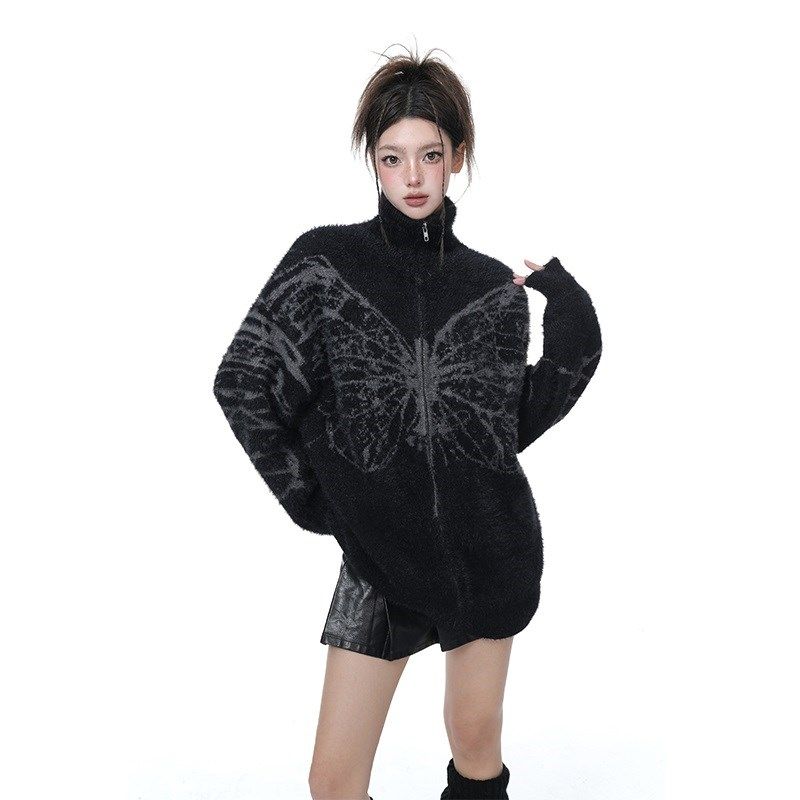 秋冬款美式复古潮牌针织毛衣男女外套潮牌慵懒风宽松情侣运动开衫,男装,针织衫/毛衣,淘宝优惠券,粉丝福利购,淘宝优惠卷