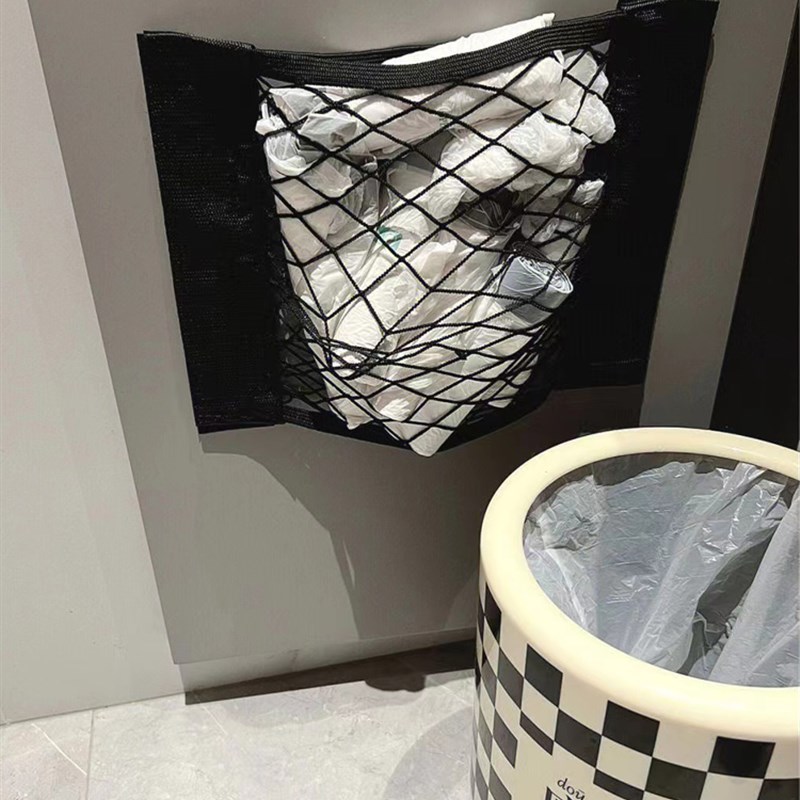 厨房垃圾袋黏贴收纳网兜家用柜门壁挂式塑料袋大容量挂袋子收集器