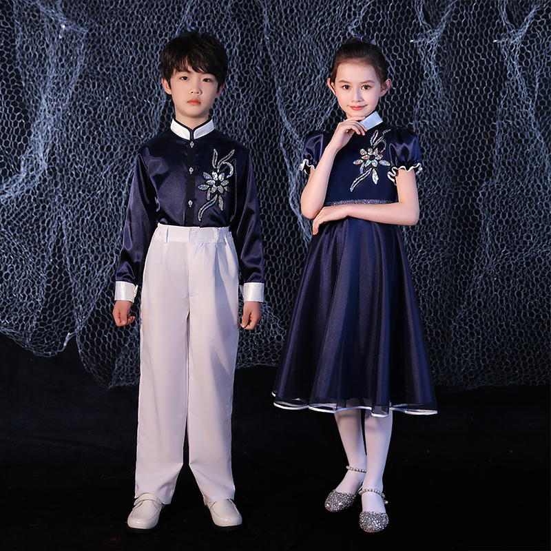 国庆儿童合唱演出服中小学生男童大合唱表演服女童诗朗诵舞蹈礼服