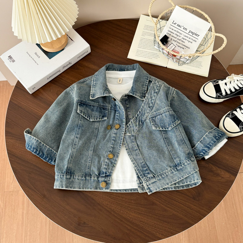 男童秋装重工牛仔外套2024新款儿童复古洋气上衣小男孩夹克秋季潮
