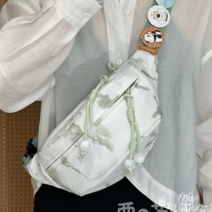 新中式国风少女胸包斜挎包大学生腰包简约百搭小包包女小挎包夏天