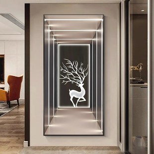 鹿鹿生财LED灯装 饰画玄关过道现代轻奢高档手工抽象镶钻晶瓷画