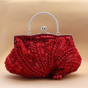 搭配旗袍手工艺珠绣包女手提晚装包串珠宴会包复古链条小包礼服包