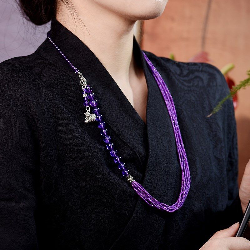 天然紫水晶项链女纯银葫芦吊坠铃铛搭裙子的挂饰紫云母民族风饰品,饰品/流行首饰/时尚饰品新,项链,淘宝优惠券,粉丝福利购,淘宝优惠卷