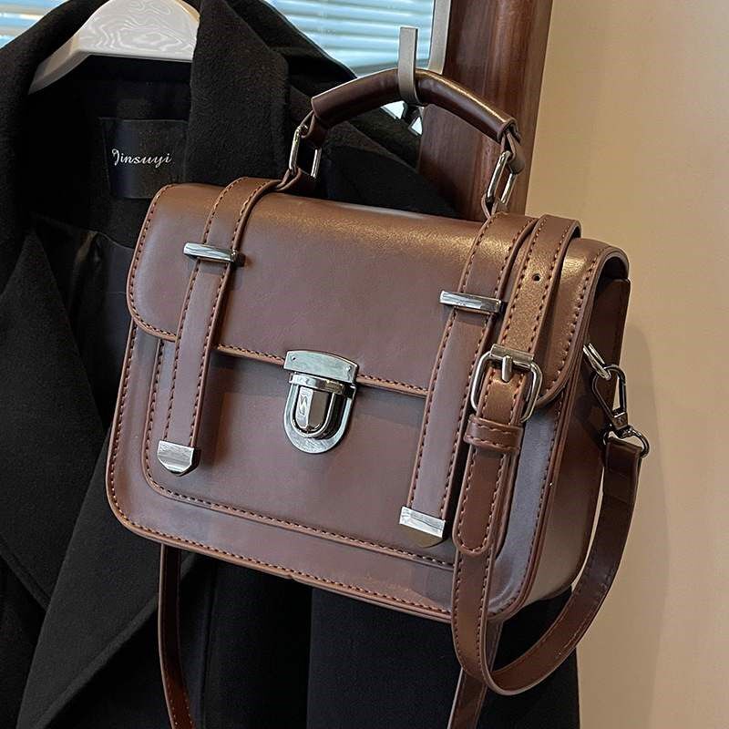 新款 小众英伦风复古手提小方包女包百搭高级感时尚单肩斜挎包新