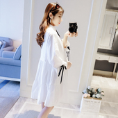 衬衫 韩版 2022新款 款 孕妇春装 春秋X季 时尚 纯棉宽松上衣中长款 连衣