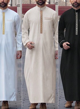 Arba muslim Thobe Men Robe民族风男士衬衫袍子迪拜长袍休闲大褂