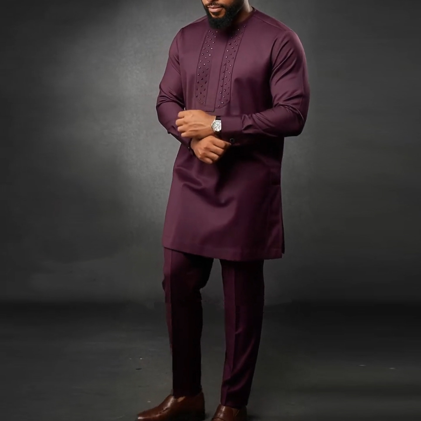 African Men Suit Set民族风男士套装休闲衬衫裤子两件套非洲礼服