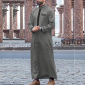 Muslim Gown穆斯林男长袍立领宽松刺绣袍子大褂 Robe Arab Thobe