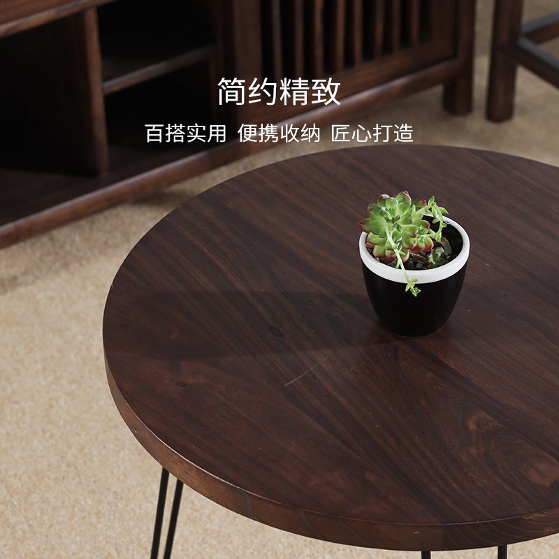 老榆木实木折叠桌家用小户型餐桌吃饭桌子饭桌摆摊四方桌圆桌