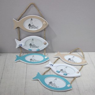 地中海风格小鱼相框装饰品挂饰海洋风家居壁挂像框照片框墙壁挂件