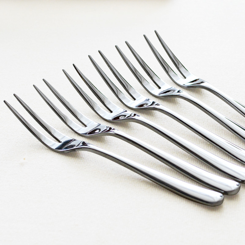 HHFA不锈钢水果叉创意大号厚甜品叉点心叉蛋糕小叉子套装西餐果叉