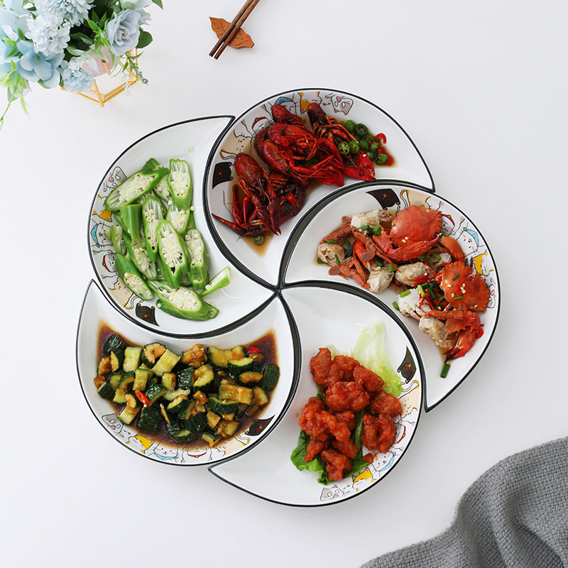 创意网红月亮盘子套装陶瓷拼盘组合家用菜盘奇形碟子团圆聚会餐具,餐饮具,盘,淘宝优惠券,粉丝福利购,淘宝优惠卷