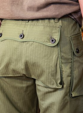 红风 美式复古短裤男p44军官裤宽松多袋五分裤休闲工装裤夏季潮