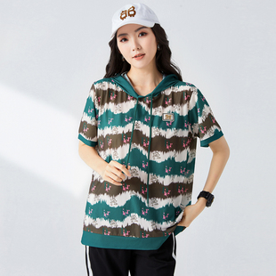 胖妹妹洋气时尚 夏装 条纹上衣胖mm宽松显瘦休闲T恤 女装 加肥加大码