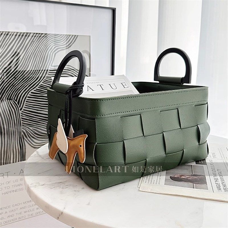 如是收纳筐实木把手双面皮手工编织收纳筐化妆品玩具收纳桌面收纳,收纳整理,其他收纳篮,淘宝优惠券,粉丝福利购,淘宝优惠卷