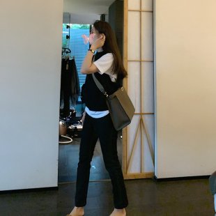 减龄显瘦马甲短袖 港风洋气时尚 秋季 女2021新款 T恤时髦两件套 套装