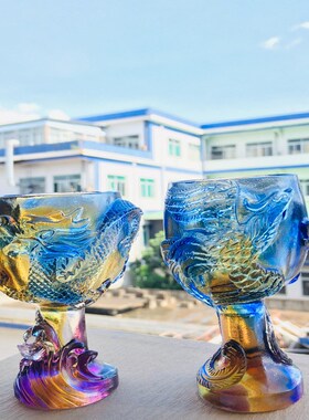 琉璃龙凤呈祥酒杯工艺品婚庆礼品纪念品商务馈赠乔迁生日结婚礼品