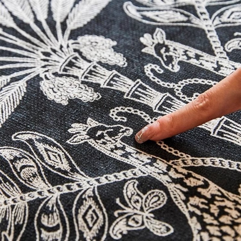 林中鹿桌旗法式黑色高级流苏轻奢简约茶几台布床旗盖布家用