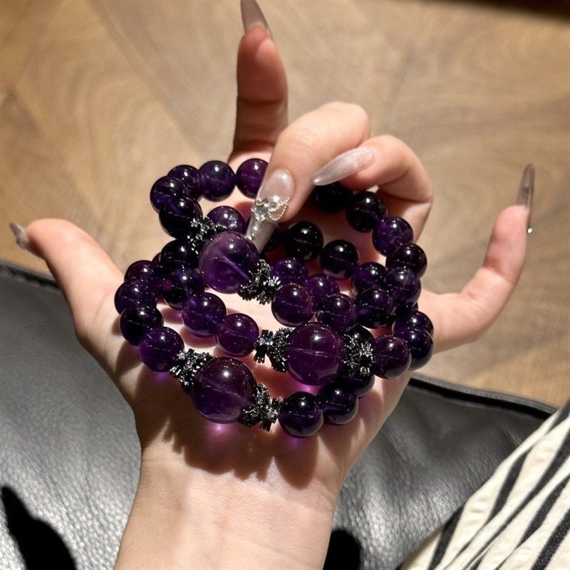 天然紫水晶深色手链女款轻奢珠子手串高级感乌拉圭紫水晶中式暗黑,饰品/流行首饰/时尚饰品新,手饰/手串,淘宝优惠券,粉丝福利购,淘宝优惠卷