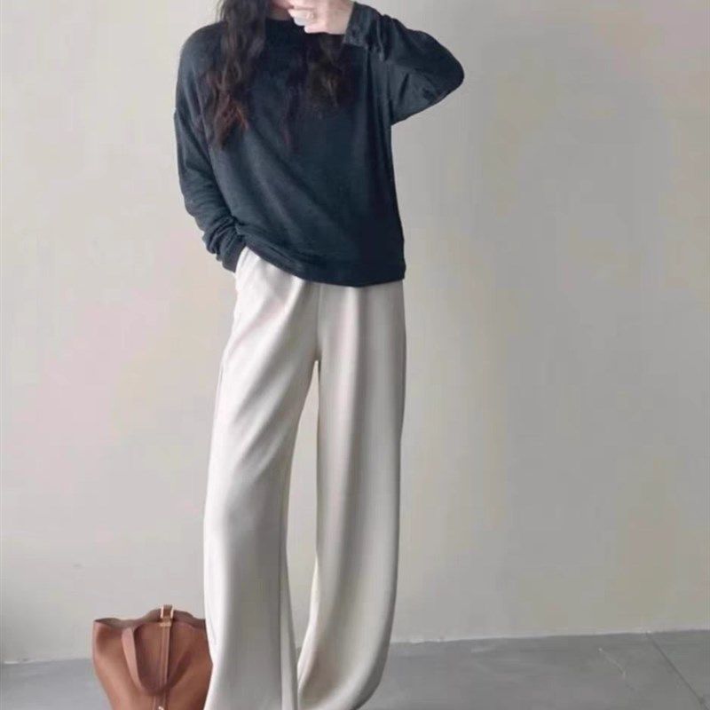 3宝月秋冬空气棉高品质大码遮肉显瘦长款修身慵懒小个子女裤新款