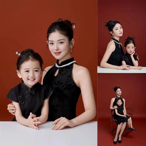 2024年新款儿童摄影网络热火新中式旗袍证件照亲子母女款拍摄服装