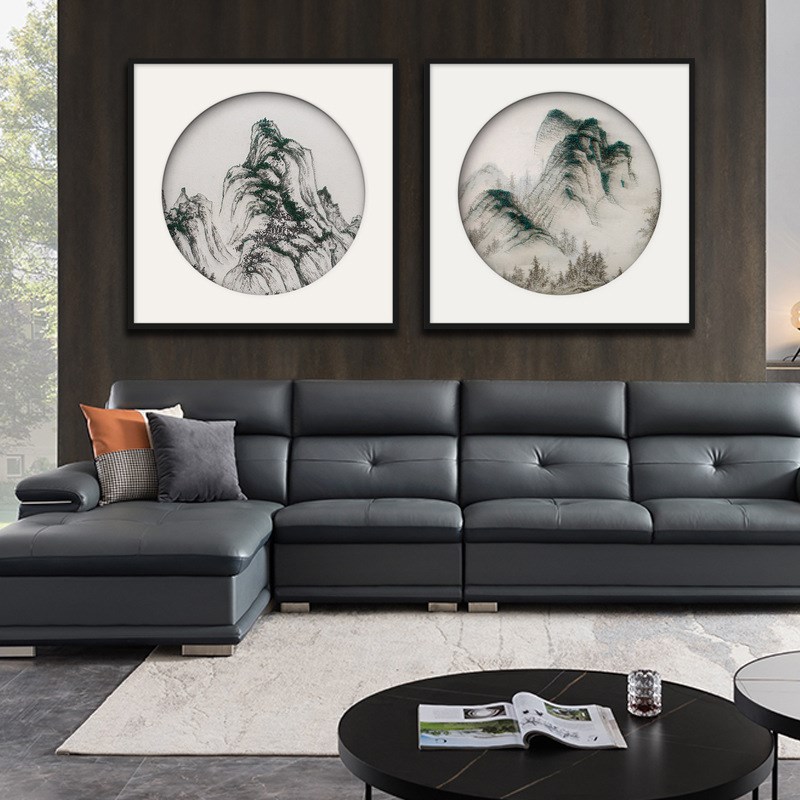 实物装置画新中式沙发背景客厅装饰画玄关卧室装饰钉子画