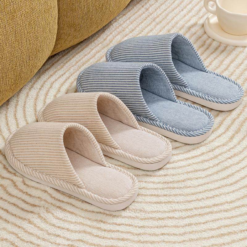 秋冬日式家居软底棉拖鞋女办公室内月子居家用防滑地板拖鞋男大尺
