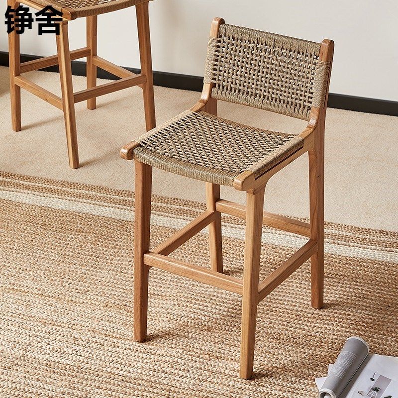 吧椅高脚实木吧椅藤编装饰民宿酒吧高脚凳子家用吧台卡座座椅,住宅家具,家用高脚椅,淘宝优惠券,粉丝福利购,淘宝优惠卷