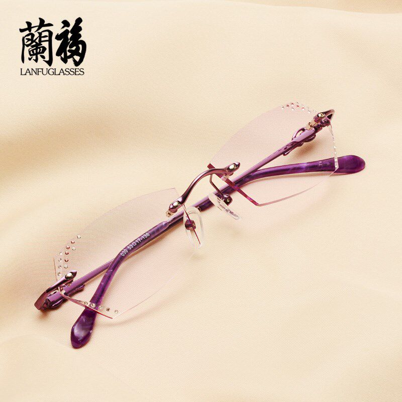 眼镜框女 无框切边眼镜光学成品眼睛框配眼镜架女近视眼镜 潮,ZIPPO/瑞士军刀/眼镜,眼镜架,淘宝优惠券,粉丝福利购,淘宝优惠卷