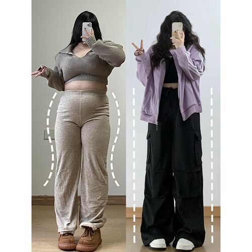 300斤大码女装美式阔腿工装裤女胖mm夏季新款宽松黑色休闲西裤子