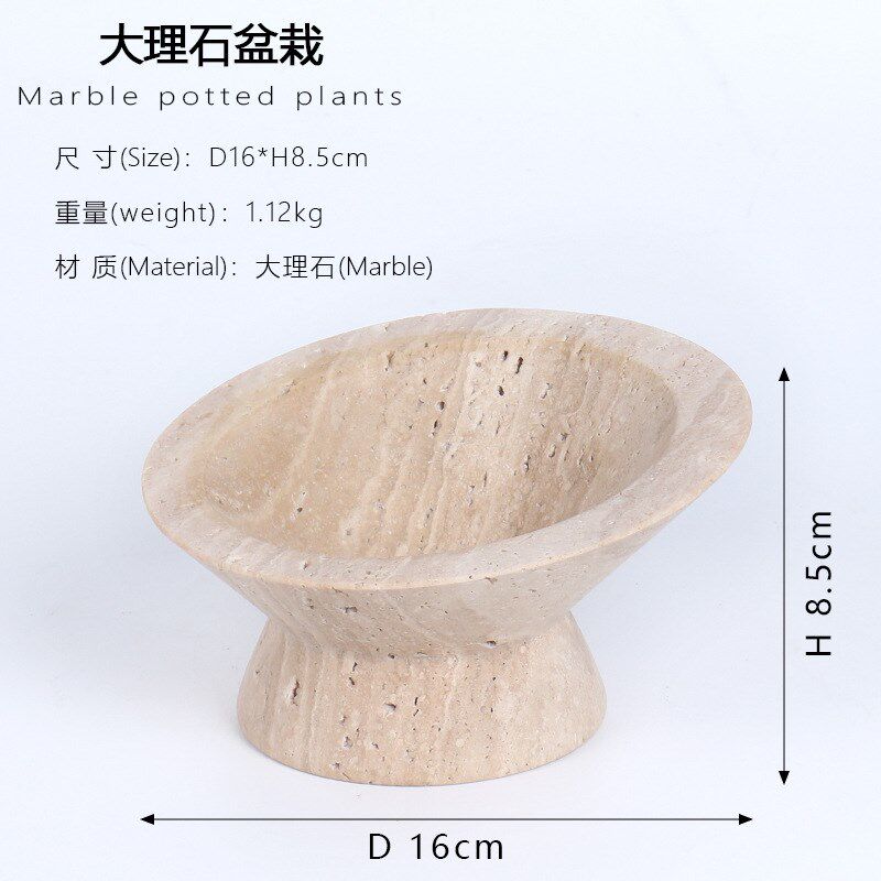 现代极简黄洞石花盆摆件样板房售楼处客厅玄关桌面软装饰花盆摆设