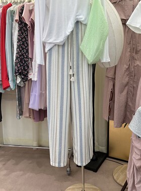 W327 抽绳松紧腰民族风棉麻宽松阔腿休闲裤垂感拖地裤95330