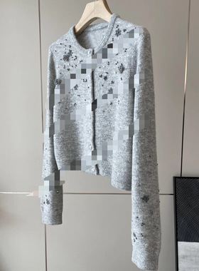 惟1！jue品！~高端线！木巨3900+！2025秋款施华水钻勾花针织开衫