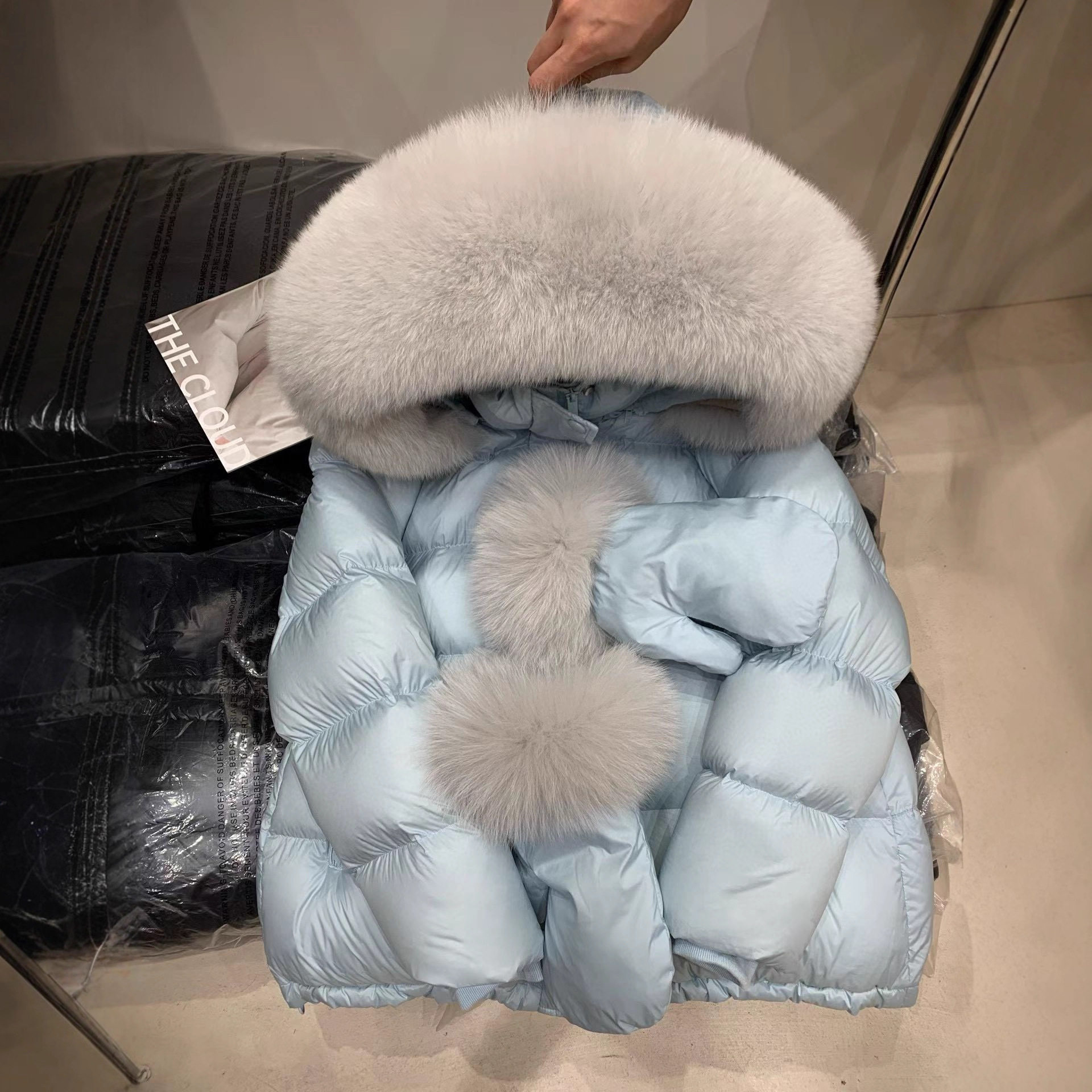 平湖羽绒服女中长款90%白鸭绒大毛领收腰显瘦新款小个子面包服女