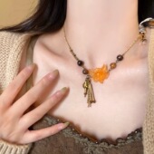 创意锁骨链2025新款 新中式 灵狐面具项链女小众设计感个性 复古配饰