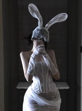 纯欲风白色兔女郎蕾丝发箍面纱高级感拍照压发头箍头饰发饰女新品