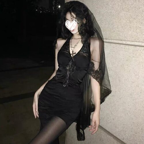 黑色蕾丝头纱万圣节cos哥特圣母玛利亚吸血鬼新娘装扮道具配头饰