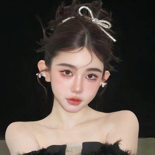 化妆蝴蝶结花朵新娘发夹生日头饰女小皇冠韩国发饰颅顶蓬松夹头发