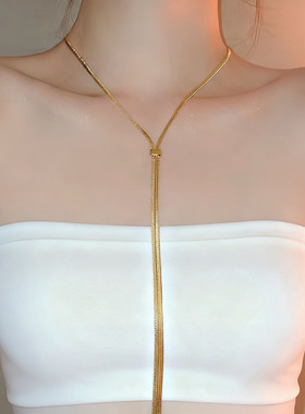 时髦设计可调节扁蛇骨链项链女款