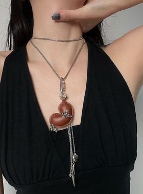 爱心吊坠项链女锁骨链毛衣链长款