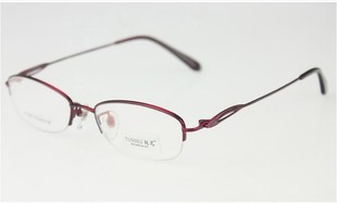 新款 纯钛眼镜架防蓝光大脸可配近视眼镜框半框6004 女潮流气质时尚