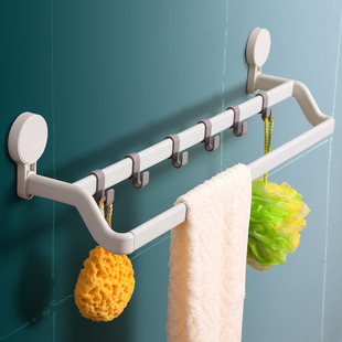 浴室欧式单杆双杆加长毛巾架免打孔毛巾杆卫生间壁挂架挂杆免钉