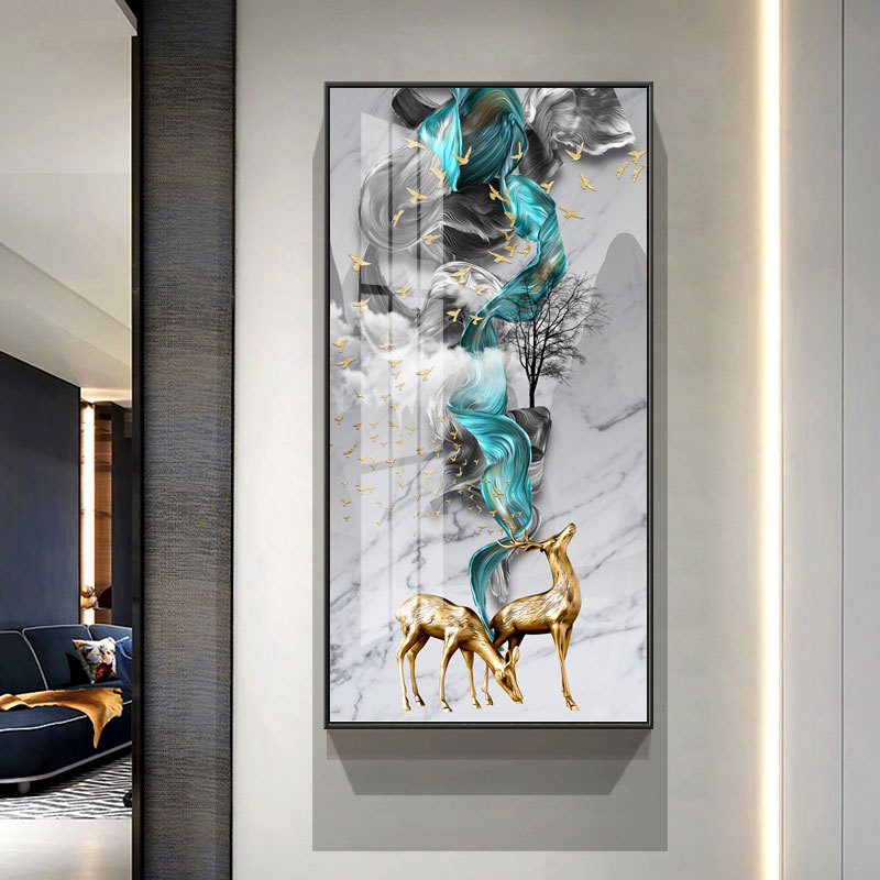 入户玄关装饰画过道走廊r竖版现代简约客厅美式轻奢晶瓷挂画欧式图片