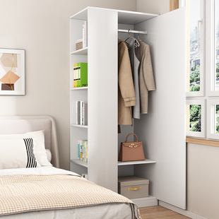 实木衣柜家用卧室收纳儿童转角衣柜子网红小户型单门简易衣柜定制