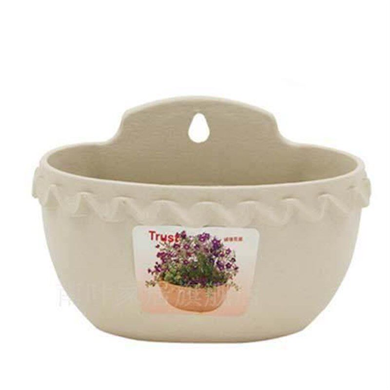 诚信树脂塑料花盆室内外壁挂花盆半圆形阳台壁挂式花盆护栏吊盆