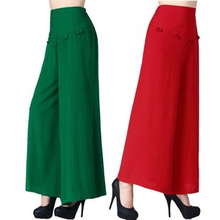 百搭高腰阔腿裤 棉麻裤 甩裤 春秋新款 大脚裤 民族风裙裤 舞蹈长裤 女裤