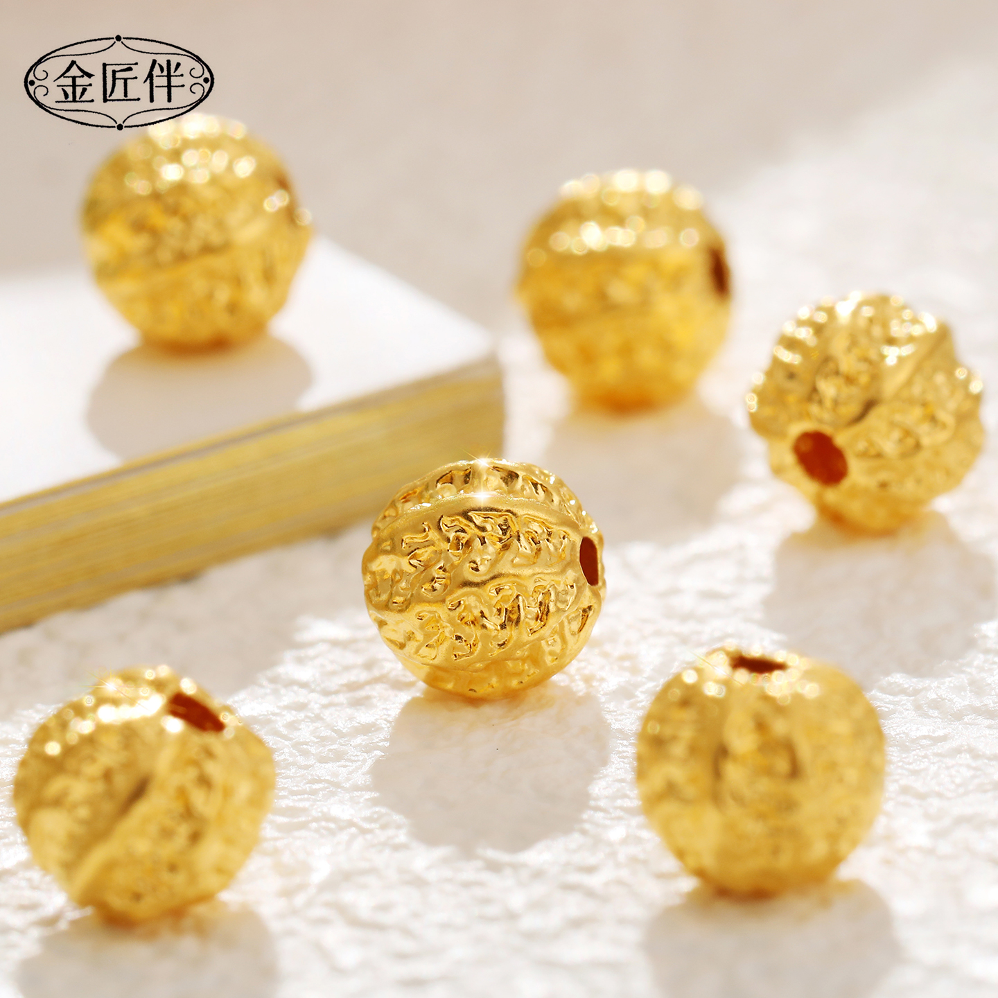 黄金足金999纯金核桃珠南瓜珠女