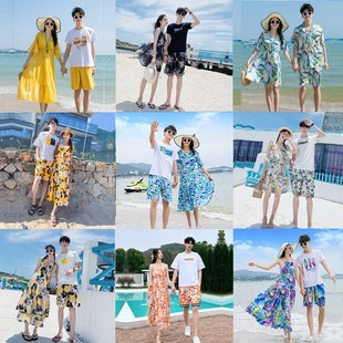 女情侣蜜月度假衣服海边拍照夏装 沙滩情侣装 超仙三亚旅游沙滩套装